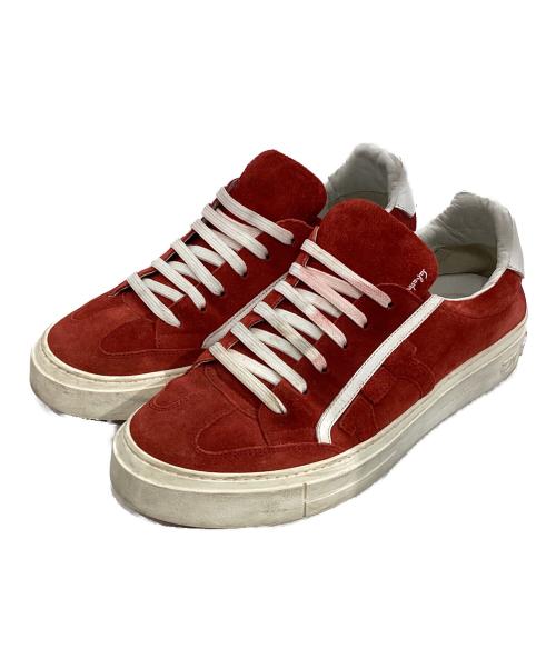 Salvatore Ferragamo（サルヴァトーレ フェラガモ）Salvatore Ferragamo (サルヴァトーレ フェラガモ) スウェードローカットスニーカー TZ55585  レッド サイズ:US7.5の古着・服飾アイテム