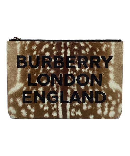BURBERRY LONDON（バーバリーロンドン）BURBERRY LONDON (バーバリーロンドン) レオパードクラッチバッグ ベージュ×ブラウンの古着・服飾アイテム