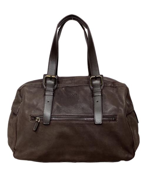 BOSS HUGO BOSS（ボス ヒューゴボス）BOSS HUGO BOSS (ボス ヒューゴボス) レザーボストンバッグ ブラウンの古着・服飾アイテム