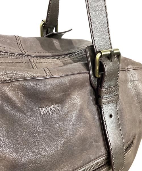 BOSS HUGO BOSS（ボス ヒューゴボス）BOSS HUGO BOSS (ボス ヒューゴボス) レザーボストンバッグ ブラウンの古着・服飾アイテム