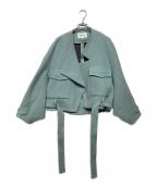 ENFOLDエンフォルド）の古着「メルトンリバー クロップドジャケット」｜グリーン