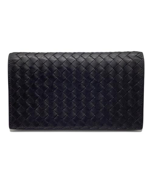 BOTTEGA VENETA（ボッテガベネタ）BOTTEGA VENETA (ボッテガベネタ) イントレチャート 二つ折り 長財布 ブラックの古着・服飾アイテム