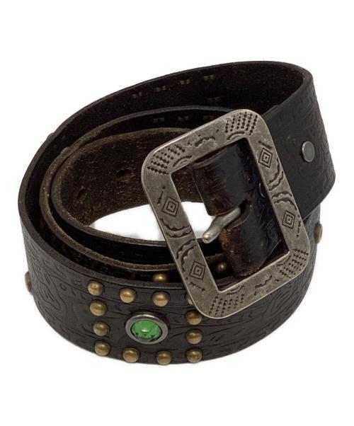 RRL（ダブルアールエル）RRL (ダブルアールエル) 型押しスタッズベルト ブラウン サイズ:30の古着・服飾アイテム