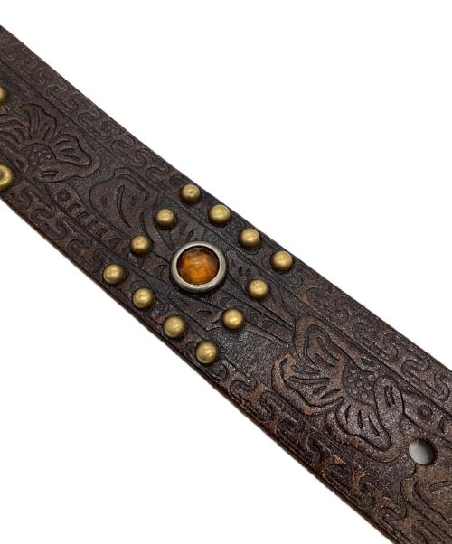 RRL（ダブルアールエル）RRL (ダブルアールエル) 型押しスタッズベルト ブラウン サイズ:30の古着・服飾アイテム