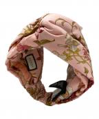 GUCCIグッチ）の古着「フラワープリントシルクヘアバンド」｜ピンク