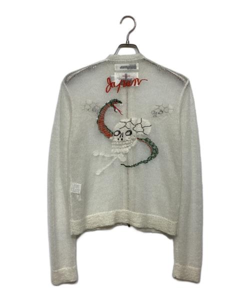 DAIRIKU（ダイリク）DAIRIKU (ダイリク) Skull Mohair Short Zip Up Cardigan KNT11 ホワイト サイズ:SHORTの古着・服飾アイテム