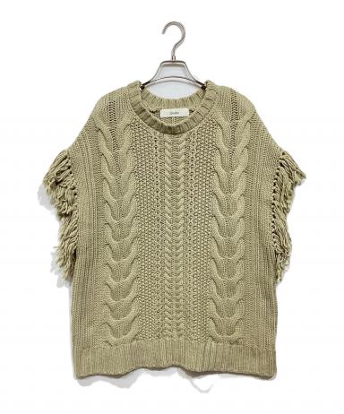 中古・古着通販】anuke (アンヌーク) Fringe Knit Vest ベージュ