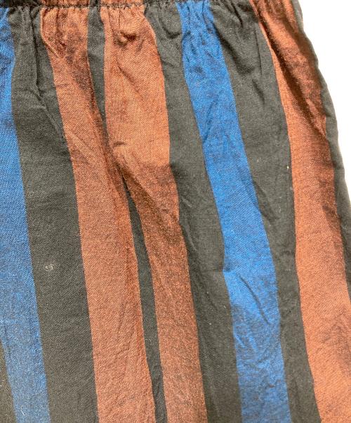 sara mallika（サラマリカ）sara mallika (サラマリカ) Cotton Multi Border Back Gather Dress(コットン マルチ ボーダー バック ギャザー ドレス） ブラウン×ブルー サイズ:不明の古着・服飾アイテム