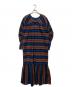 sara mallika (サラマリカ) Cotton Multi Border Back Gather Dress(コットン マルチ ボーダー バック ギャザー ドレス） ブラウン×ブルー サイズ:不明：12000円