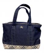 BURBERRYバーバリー）の古着「切替トートバッグ　BV450-494」｜インディゴ×ベージュ