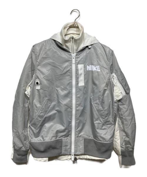 NIKE（ナイキ）NIKE (ナイキ) sacai (サカイ) CZ4678-097　レイヤードボンバージャケット ホワイト×グレー サイズ:Lの古着・服飾アイテム