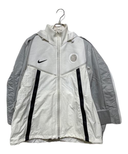 NIKE（ナイキ）NIKE (ナイキ) sacai (サカイ) CZ4678-097　レイヤードボンバージャケット ホワイト×グレー サイズ:Lの古着・服飾アイテム
