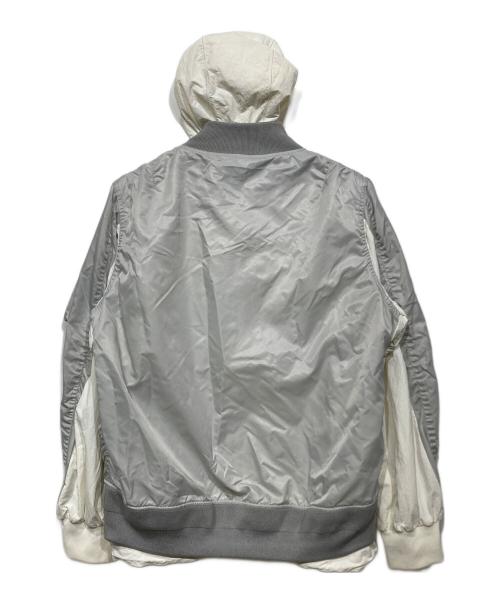 NIKE（ナイキ）NIKE (ナイキ) sacai (サカイ) CZ4678-097　レイヤードボンバージャケット ホワイト×グレー サイズ:Lの古着・服飾アイテム