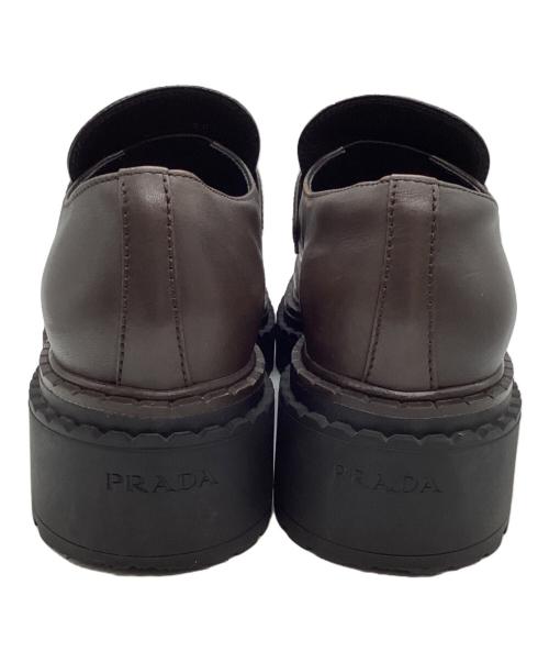 PRADA（プラダ）PRADA (プラダ) レザーローファー　1D1850 ブラウン サイズ:38の古着・服飾アイテム