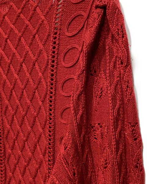 POPPY（ポピー）POPPY (ポピー) くるくるリボンニットカーディガン レッド サイズ:-の古着・服飾アイテム