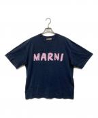 MARNIマルニ）の古着「レタリングプリント オーバーサイズTシャツ」｜ネイビー