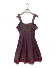 OZZONESTE（オッズオネスト）の古着「ローズ刺繍 キャミソールワンピース」｜バーガンディー