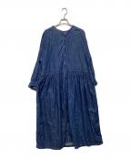 nest Robeネストローブ）の古着「コットンリネンダンガリーギャザーワンピース　01233-1427」｜インディゴ