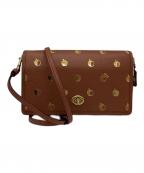 COACHコーチ）の古着「ペプルレザー　リンゴ柄　ショルダーバッグ　1090」｜ブラウン