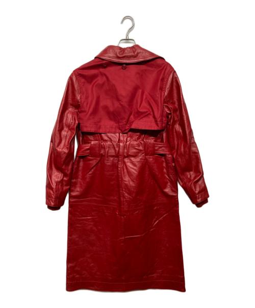 COACH（コーチ）COACH (コーチ) ラムレザー 切替 トレンチコート レッドの古着・服飾アイテム