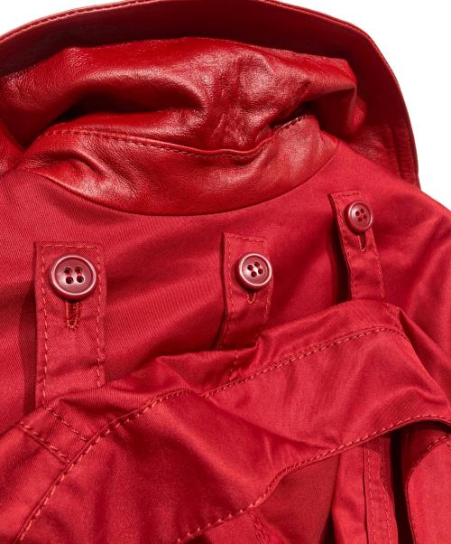 COACH（コーチ）COACH (コーチ) ラムレザー 切替 トレンチコート レッドの古着・服飾アイテム