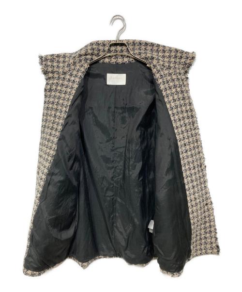 BALLSEY（ボールジィ）BALLSEY (ボールジィ) ミックスハウンドトゥースツイード スタンドカラーコート ベージュ×ブラック サイズ:36の古着・服飾アイテム