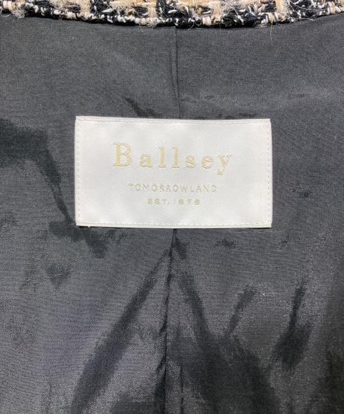 BALLSEY（ボールジィ）BALLSEY (ボールジィ) ミックスハウンドトゥースツイード スタンドカラーコート ベージュ×ブラック サイズ:36の古着・服飾アイテム
