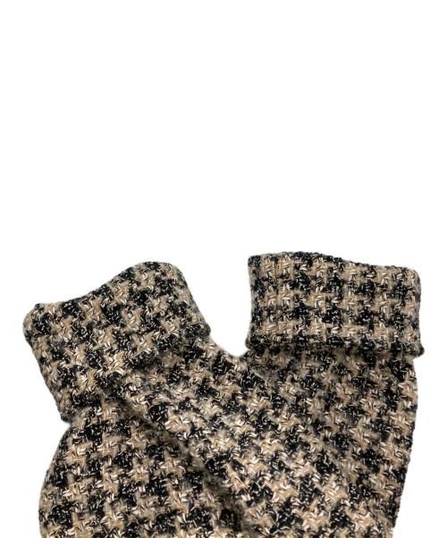 BALLSEY（ボールジィ）BALLSEY (ボールジィ) ミックスハウンドトゥースツイード スタンドカラーコート ベージュ×ブラック サイズ:36の古着・服飾アイテム