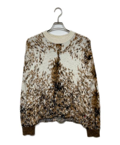 DIESEL（ディーゼル）DIESEL (ディーゼル) K-ITELLO レオパード総柄  シャギーニット ベージュ×ブラウン サイズ:Sの古着・服飾アイテム