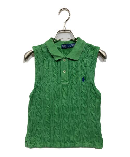 POLO RALPH LAUREN（ポロ・ラルフローレン）POLO RALPH LAUREN (ポロ・ラルフローレン) ノースリーブケーブルニットポロ グリーン サイズ:Sの古着・服飾アイテム