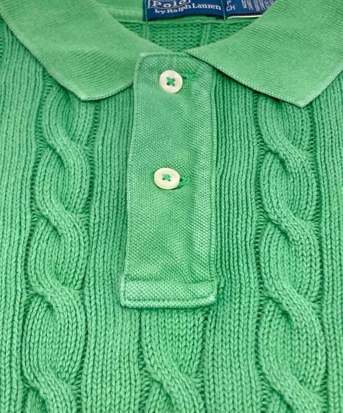POLO RALPH LAUREN（ポロ・ラルフローレン）POLO RALPH LAUREN (ポロ・ラルフローレン) ノースリーブケーブルニットポロ グリーン サイズ:Sの古着・服飾アイテム