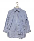 lounge WRAYラウンジレイ）の古着「オーバーサイズシャツ」｜ホワイト×ブルー