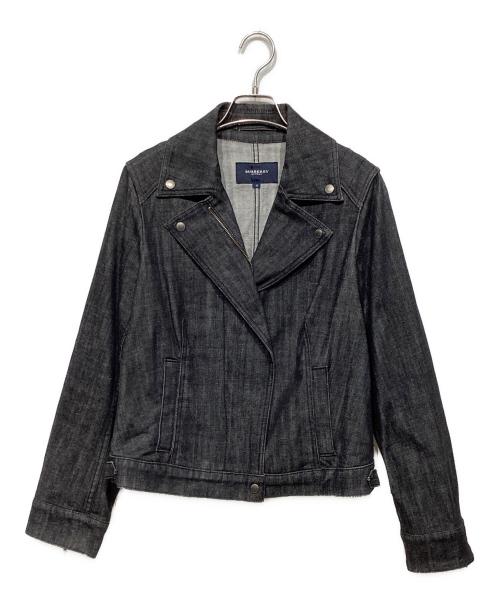 BURBERRY LONDON（バーバリーロンドン）BURBERRY LONDON (バーバリーロンドン) デニムライダースジャケット ブラック サイズ:15の古着・服飾アイテム