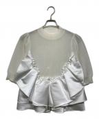 SEVEN TEN by MIHO KAWAHITOセブン テン バイ ミホ カワヒト）の古着「サテンドッキングニット」｜ホワイト