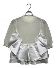 SEVEN TEN by MIHO KAWAHITO（セブン テン バイ ミホ カワヒト）の古着「サテンドッキングニット」｜ホワイト