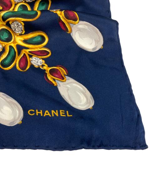 CHANEL（シャネル）CHANEL (シャネル) シルクスカーフ ネイビーの古着・服飾アイテム