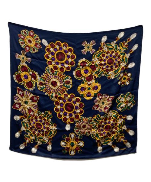 CHANEL（シャネル）CHANEL (シャネル) シルクスカーフ ネイビーの古着・服飾アイテム