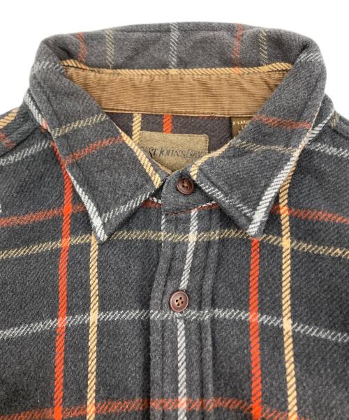 ST JOHN'S BAY（セントジョンズベイ）ST JOHN'S BAY (セントジョンズベイ) ボックス型 ネルシャツ グレー サイズ:XLの古着・服飾アイテム