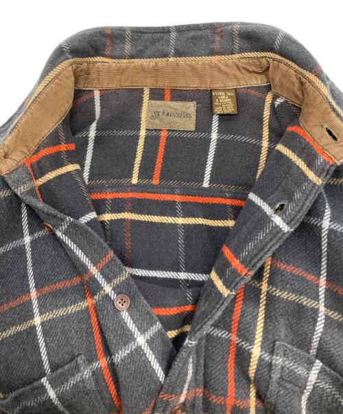 ST JOHN'S BAY（セントジョンズベイ）ST JOHN'S BAY (セントジョンズベイ) ボックス型 ネルシャツ グレー サイズ:XLの古着・服飾アイテム