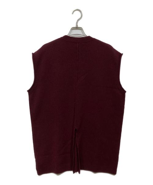 IRENE（アイレネ）IRENE (アイレネ) Asymmetry Sleeves Knit　25A81005 バーガンディー サイズ:36の古着・服飾アイテム