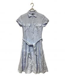 POLO RALPH LAUREN（ポロ・ラルフローレン）の古着「リネンティアードシャツワンピース」｜ブルー