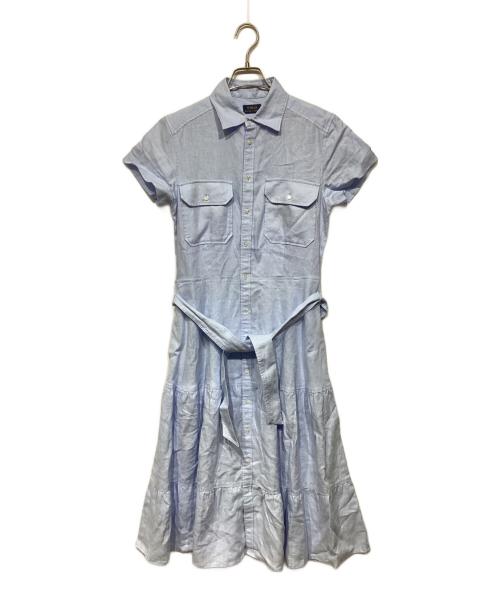 POLO RALPH LAUREN（ポロ・ラルフローレン）POLO RALPH LAUREN (ポロ・ラルフローレン) リネンティアードシャツワンピース ブルー サイズ:6の古着・服飾アイテム