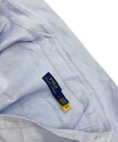 POLO RALPH LAUREN（ポロ・ラルフローレン）POLO RALPH LAUREN (ポロ・ラルフローレン) リネンティアードシャツワンピース ブルー サイズ:6の古着・服飾アイテム