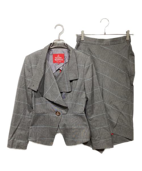 Vivienne Westwood RED LABEL（ヴィヴィアンウエストウッドレッドレーベル）Vivienne Westwood RED LABEL (ヴィヴィアンウエストウッドレッドレーベル) チェックセットアップ グレー サイズ:02の古着・服飾アイテム
