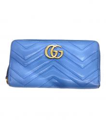GUCCI（グッチ）の古着「443123　GGマーモントラウンドジップウォレット」｜ブルー