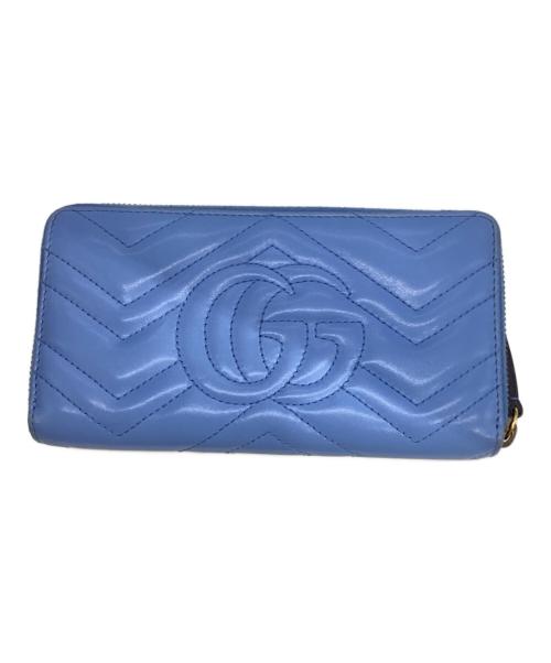 GUCCI（グッチ）GUCCI (グッチ) 443123　GGマーモントラウンドジップウォレット ブルーの古着・服飾アイテム