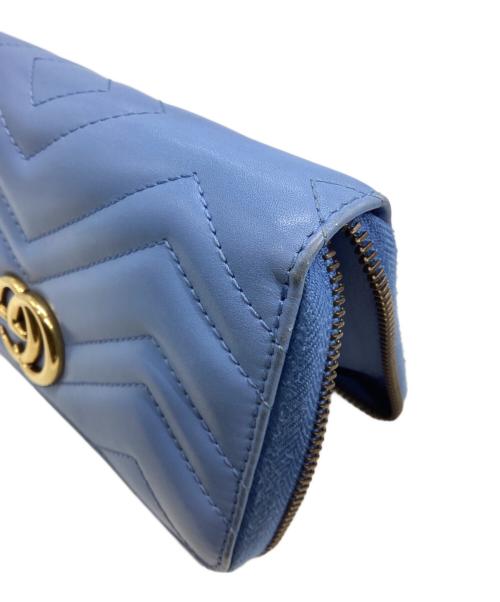 GUCCI（グッチ）GUCCI (グッチ) 443123　GGマーモントラウンドジップウォレット ブルーの古着・服飾アイテム