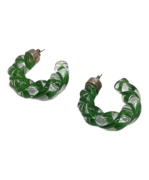 BOTTEGA VENETA（ボッテガベネタ）BOTTEGA VENETA (ボッテガベネタ) ツイスト ガラス ピアス グリーンの古着・服飾アイテム