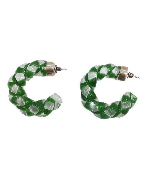 BOTTEGA VENETA（ボッテガベネタ）BOTTEGA VENETA (ボッテガベネタ) ツイスト ガラス ピアス グリーンの古着・服飾アイテム