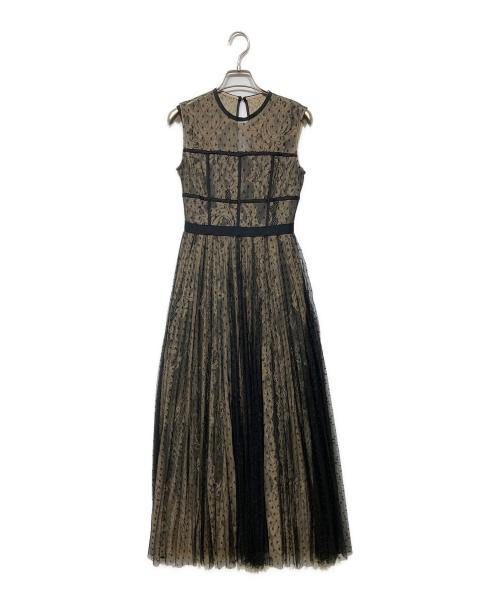 FRAY ID（フレイ アイディー）FRAY ID (フレイ アイディー) ドットチュールドレス ブラック×ベージュの古着・服飾アイテム